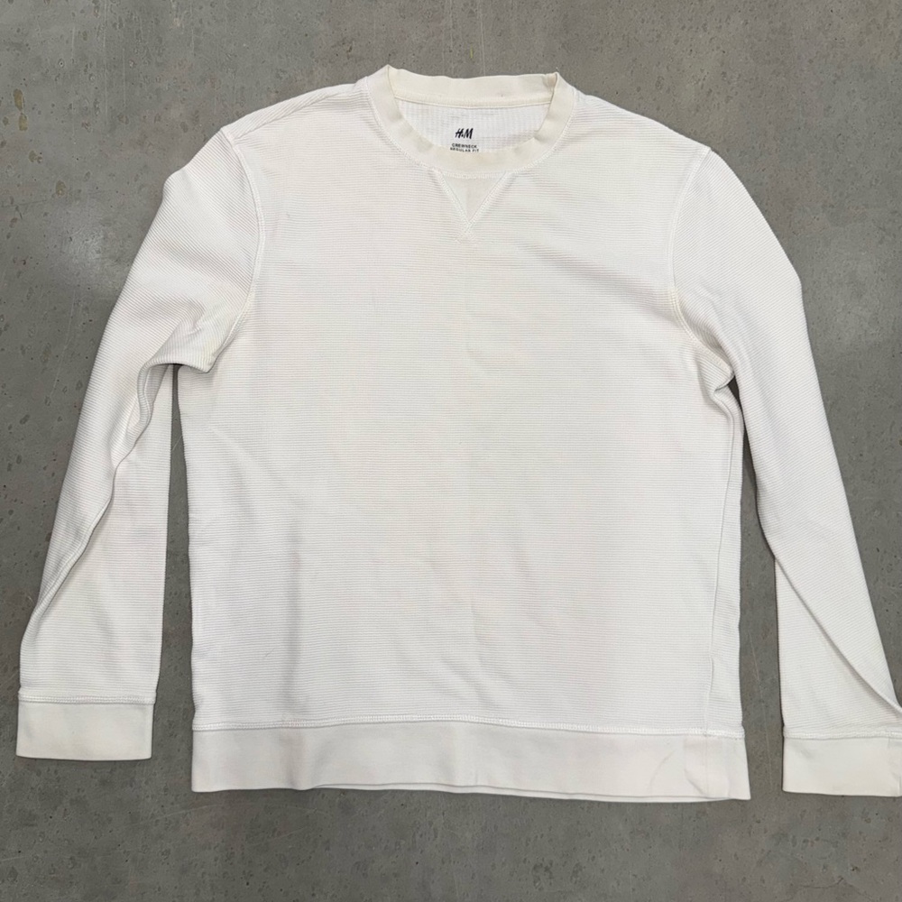 H&M Men's Off-White Textured Crewneck‎ Sweater